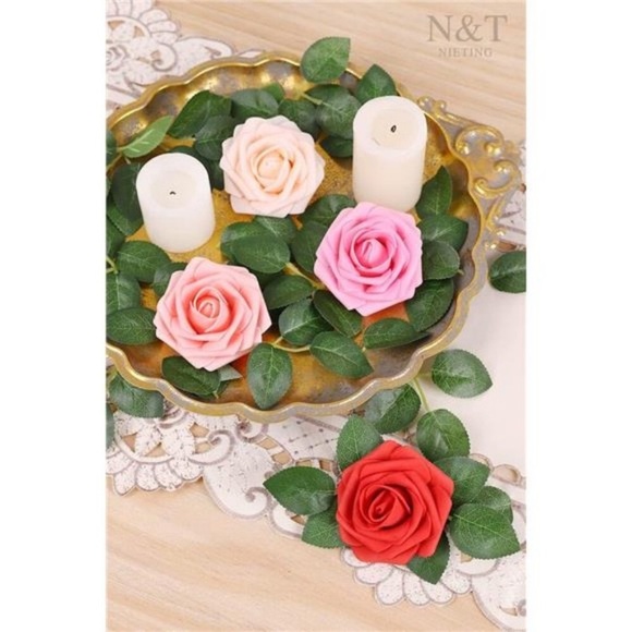 Artificial Flowers 25pcs Real Looking Artificial Roses w/ Stems for Wedding DIY - Picture 6 of 7